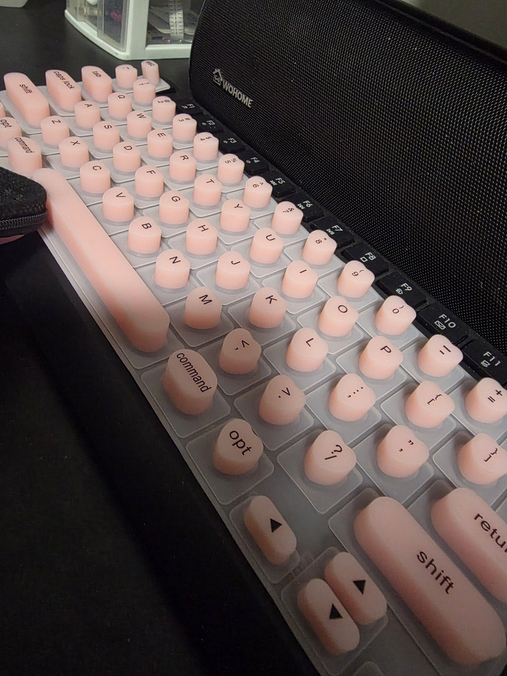 Pink Silicone Foldable Keyboard Protective Cover with Carry Case